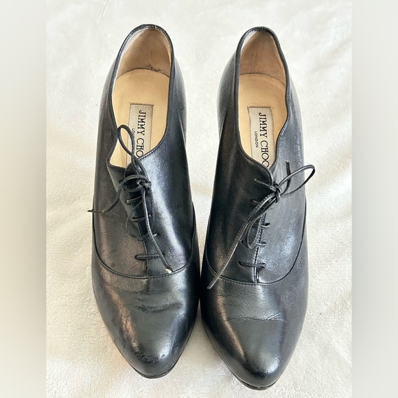 Jimmy Choo Black Leather Lace Up Ankle Boots Size 38 - Picture 3 of 7